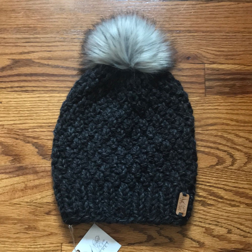Grey Crochet Pom Hat